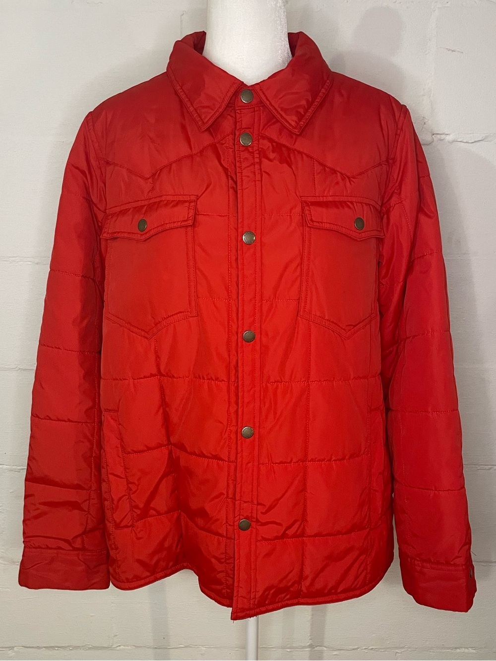 Woolrich Bright Red Quilted Snap-Front Puffer Jacket